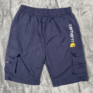 Carhartt Shorts Mens XL Blue Cargo Elastic Waist Drawstring Casual Workwear